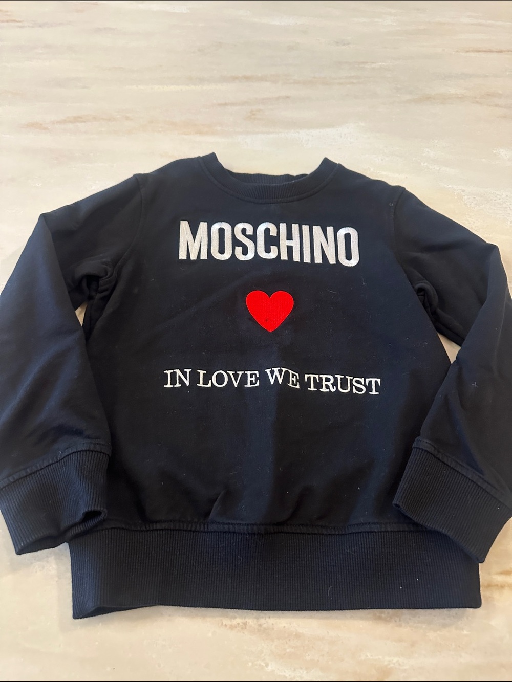 Moschino Kids Black Sweatshirt with Red Heart Logo